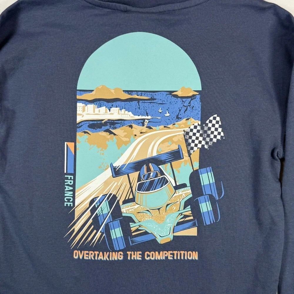 NWT TOMMY BAHAMA Boys Sweatshirt France Racing Graphic Size S 5/6 Preppy NEW‎